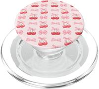 Coquette Aesthetic Pink Bow and Cherry Pattern PopSockets PopGrip per MagSafe