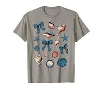 Coquette Blue Bow Ocean Beach Retro Summer Women Girls Kids Maglietta