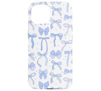 Coquette Blue Bows and Ribbons Pattern Romantic Style Custodia per iPhone 15