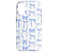 Coquette Blue Bows and Ribbons Pattern Romantic Style Custodia per iPhone 16