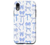 Coquette Blue Bows and Ribbons Pattern Romantic Style Custodia per iPhone XR