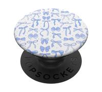 Coquette Blue Bows and Ribbons Pattern Romantic Style PopSockets PopGrip Adesivo
