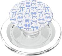 Coquette Blue Bows and Ribbons Pattern Romantic Style PopSockets PopGrip per MagSafe