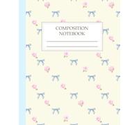 Coquette Blue Gingham Bow Composition Notebook: Vintage Pink Rose Floral Aesthetic Journal, 110 College Ruled Pages, Preppy Soft Girl & Cottagecore School Supplies for Students and Writers