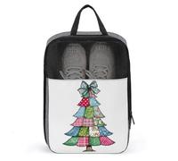 Coquette, borsa per scarpe da golf con motivo albero di Natale, patchwork, trapuntata, per viaggi, uso quotidiano, anti-polvere, porta scarpe da golf