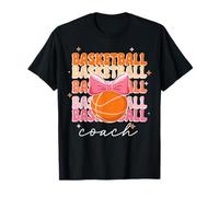 Coquette Bow Basketball Coach Groovy Retro Vibes Maglietta