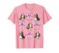 Coquette Bow Basset Hound Dog mamma ragazza rosa festa della mamma Maglietta