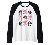 Coquette Bow Bernese Mountain Dog mamma nastro rosa ragazza Maglia con Maniche Raglan