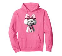Coquette Bow Bichon Frise Dog Mom Nastro Rosa Ragazza Felpa con Cappuccio