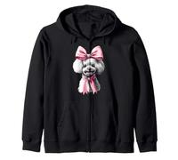 Coquette Bow Bichon Frise Dog Mom Nastro Rosa Ragazza Felpa con Cappuccio