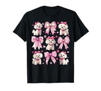 Coquette Bow Bichon Frise Dog Mom Nastro Rosa Ragazza Maglietta