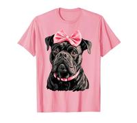 Coquette Bow Cane Corso Cane Mamma Nastro Rosa Ragazza Maglietta