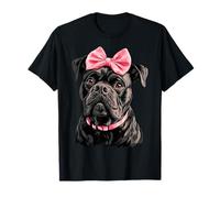 Coquette Bow Cane Corso Cane Mamma Nastro Rosa Ragazza Maglietta