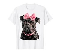 Coquette Bow Cane Corso Cane Mamma Nastro Rosa Ragazza Maglietta