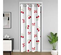 Coquette Bow Cherry 30%-50% oscuramento della stanza oscurante isolante termico 132 x 203 cm 1 pannello carino fiocco tenda per porta privacy per ragazzi ragazze arredamento ragazze fiocco armadio