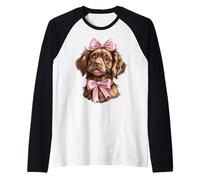 Coquette Bow Chesapeake Bay Retriever Cane Mamma Rosa Ragazza Maglia con Maniche Raglan
