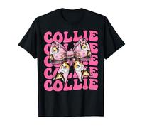 Coquette Bow Collie Cane Ragazza Mamma Mamma Border Collie Rosa Maglietta