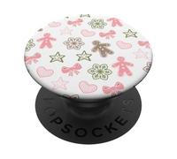 Coquette Bow Cute Pink Christmas Gingerbread Man Xmas Cookie PopSockets PopGrip Adesivo