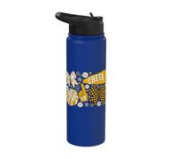 Coquette Bow Football Gold Black Game Cheer Moms Touchdown Stainless Steel Insulated Water Bottle