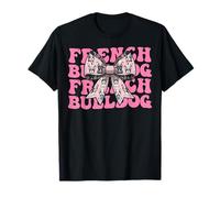 Coquette Bow Francese Bulldog Frenchie Cane Mamma Ragazza Rosa Maglietta