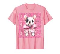 Coquette Bow Francese Bulldog Frenchie Cane Mamma Ragazza Rosa Maglietta