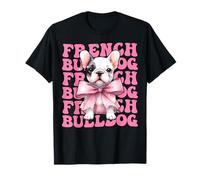 Coquette Bow Francese Bulldog Frenchie Cane Mamma Ragazza Rosa Maglietta