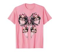 Coquette Bow Giapponese Mento Cane Modello Mamma Nastro Rosa Ragazza Maglietta