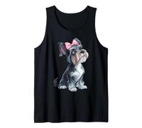 Coquette Bow Miniature Schnauzer Cane Mamma Nastro Rosa Ragazza Canotta