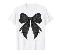 Coquette Bow Nero Grigio Ghepardo Leopardo Pattern Ragazza Mamma Maglietta