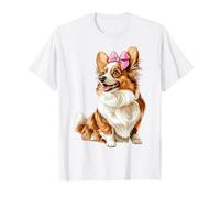 Coquette Bow Pembroke Welsh Corgi Dog Mom Pink Ribbon Girl Maglietta