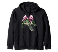 Coquette Bow Tartaruga Marina Oceano Animale Nastro Rosa Ragazza Felpa con Cappuccio