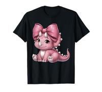 Coquette Bow triceratopo Dinosauro Donne Mamma Ragazza Nastro Rosa Maglietta