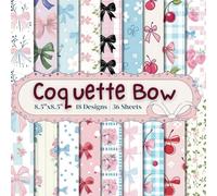 Coquette Bows Scrapbook Paper Craaft Pad: 18 Cute Bow Designs, 36 Double-Side Sheets. 8.5"x8.5" Size Paper. Great For Card Making, Home Decor, Gift ... Junk Journal, Album, DIY Project and More!