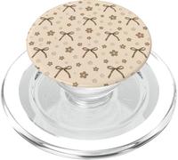 Coquette Brown Bow Ribbon Cute Retro Floreale Su Beige Girly PopSockets PopGrip per MagSafe