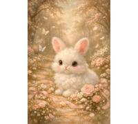 Coquette Bunny Lined Notebook | Cute Fairy Rabbit Journal in Cottagecore Floral Style | Aesthetic Kawaii Animal Notebook | Girly Coquette Stationery Gift | 6 x 9 Inch