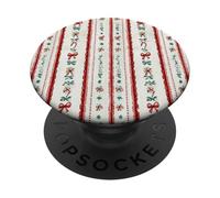 Coquette Christmas Bows Candy Canes Chic Holiday Pattern PopSockets PopGrip Adesivo