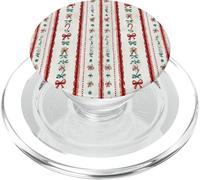 Coquette Christmas Bows Candy Canes Chic Holiday Pattern PopSockets PopGrip per MagSafe