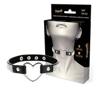 Coquette - collana girocollo con cuore e strass (nero)