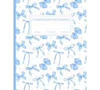 Coquette Composition Notebook Wide Ruled: Preppy Aesthetic Pastel Blue Bows Journal for School, College, Office, Work