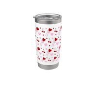 Coquette fiocco rosa e rosso, motivo lecca-lecca a forma di cuore e ciliegia Bicchiere termico in acciaio inox doppia parete