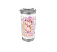 Coquette Halloween Preppy Stripe Spettrale Zucche Rosa Strega Bicchiere termico in acciaio inox doppia parete