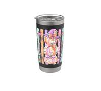 Coquette Halloween Preppy Stripe Spettrale Zucche Rosa Strega Bicchiere termico in acciaio inox doppia parete