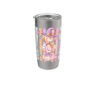 Coquette Halloween Preppy Stripe Spettrale Zucche Rosa Strega Bicchiere termico in acciaio inox doppia parete