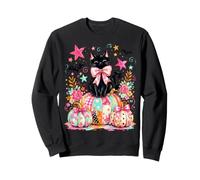 Coquette Halloween Preppy Stripe Spooky Girls Black Cat Boo Felpa