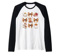 Coquette Halloween Zucca Bow Cute Ghost Spooky Season Maglia con Maniche Raglan