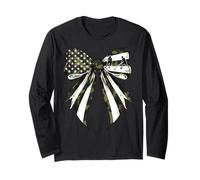 Coquette mimetica con bandiera americana del 4 luglio giocatore di hockey su strada Maglia a Manica