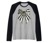 Coquette mimetica con bandiera americana del 4 luglio giocatore di hockey su strada Maglia con Maniche Raglan