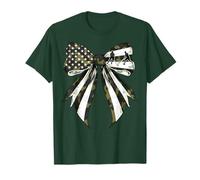 Coquette mimetica con bandiera americana del 4 luglio giocatore di hockey su strada Maglietta