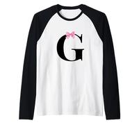Coquette Monogram Letter G with Pink Bow Initial Name Maglia con Maniche Raglan