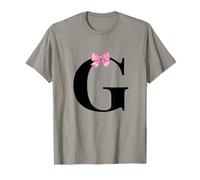 Coquette Monogram Letter G with Pink Bow Initial Name Maglietta